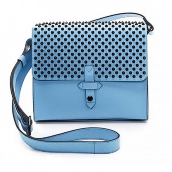 🎀🆕 Blue Studded Leather Crossbody IIIbeca by Joy Gryson - Picture 1 of 10